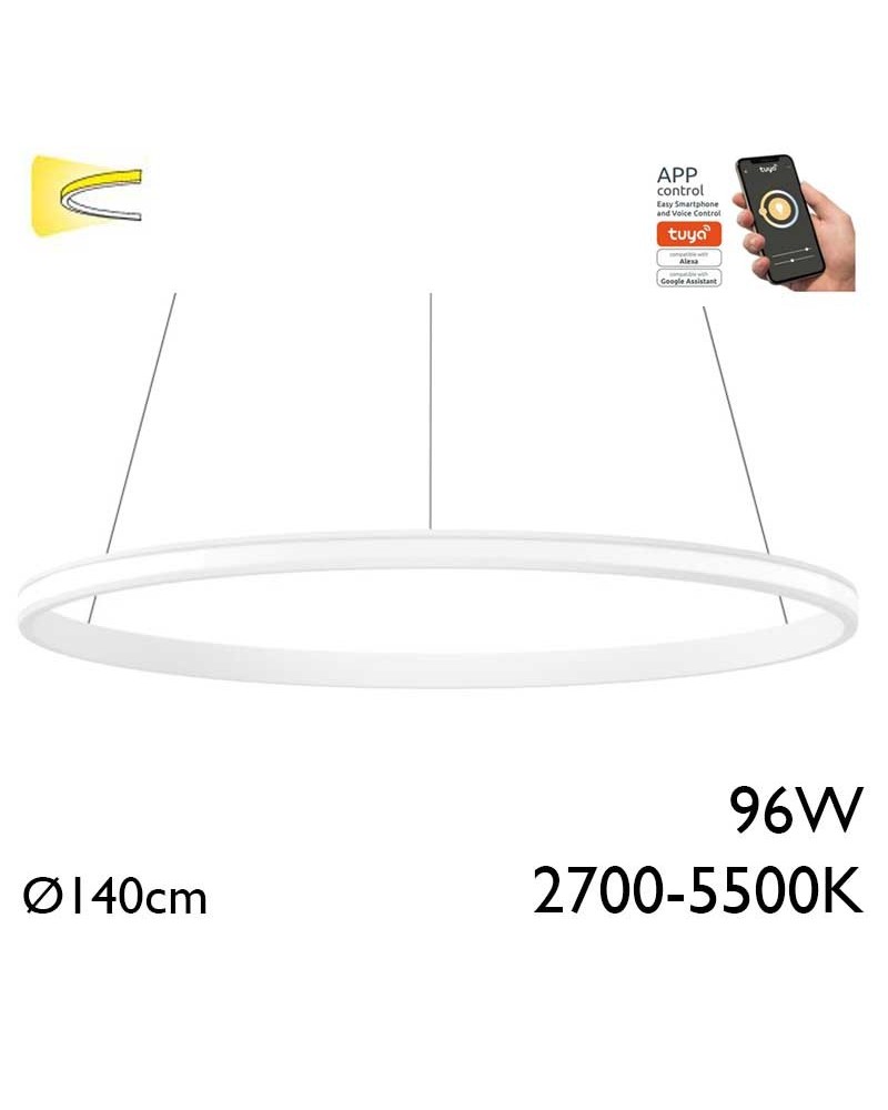 Ceiling lamp LED 96W 140cm aluminum Adjustable 2700K-5500K Tuya driver