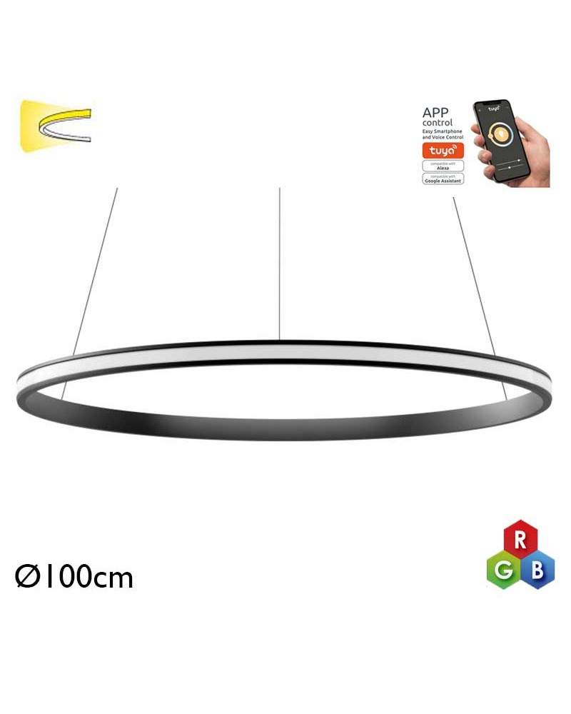 Ceiling lamp LED 63W 100cm aluminum RGB-W Tuya driver