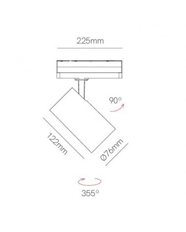 Foco de carril trifásico especial para pescadería LED 22W 5500K regulable TRIAC IP40