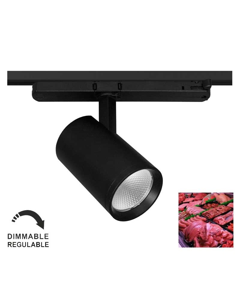 Foco de carril trifásico especial para carnicería LED 22W regulable TRIAC IP40