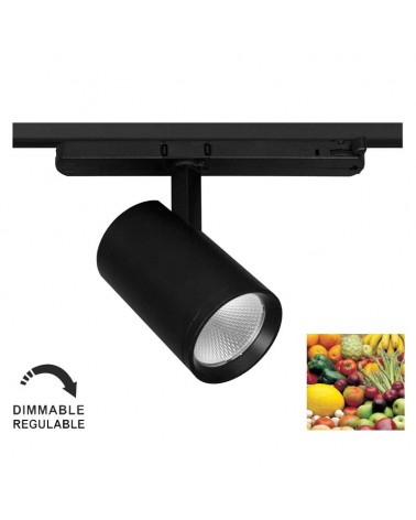 Foco de carril trifásico especial para frutería LED 22W 2700K regulable TRIAC IP40