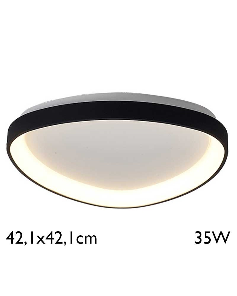 LED ceiling light 42.1x42.1cm black finish 35W warm light 3000K