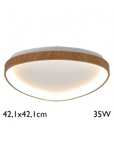Plafón LED de 42,1x42,1cm acabado madera 35W  luz cálida 3000K