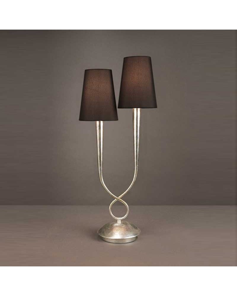 Table lamp 56cm with 2 lampshades black and silver finish 2xE14