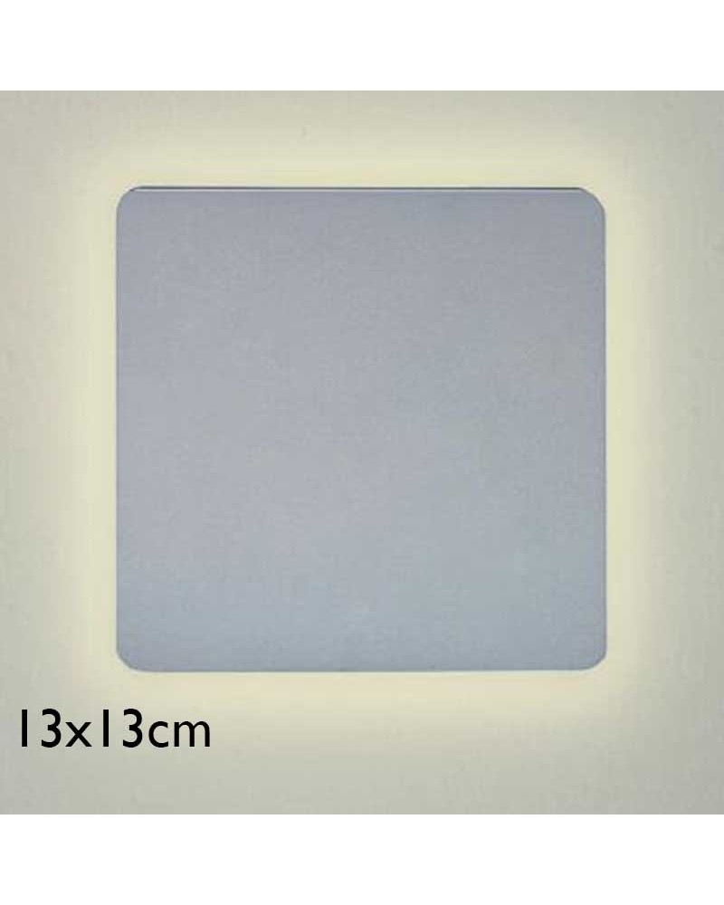 Wall light 13cm square silver LED 6W 3000K