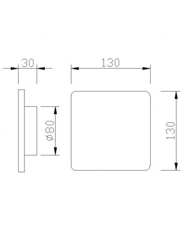 Aplique pared 13cm cuadrado plateado LED 6W 3000K