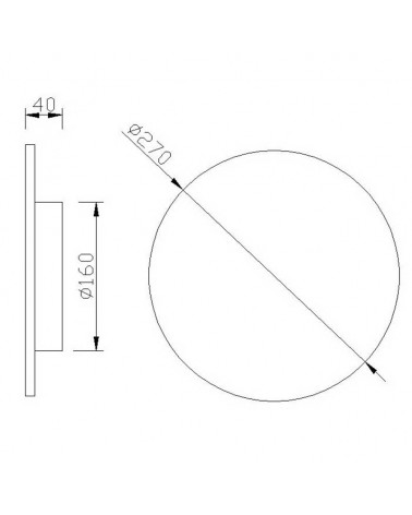 Aplique pared 27cm redondo plateado LED 16W 3000K