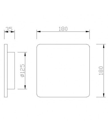 Aplique pared 18cm cuadrado plateado LED 12W 3000K