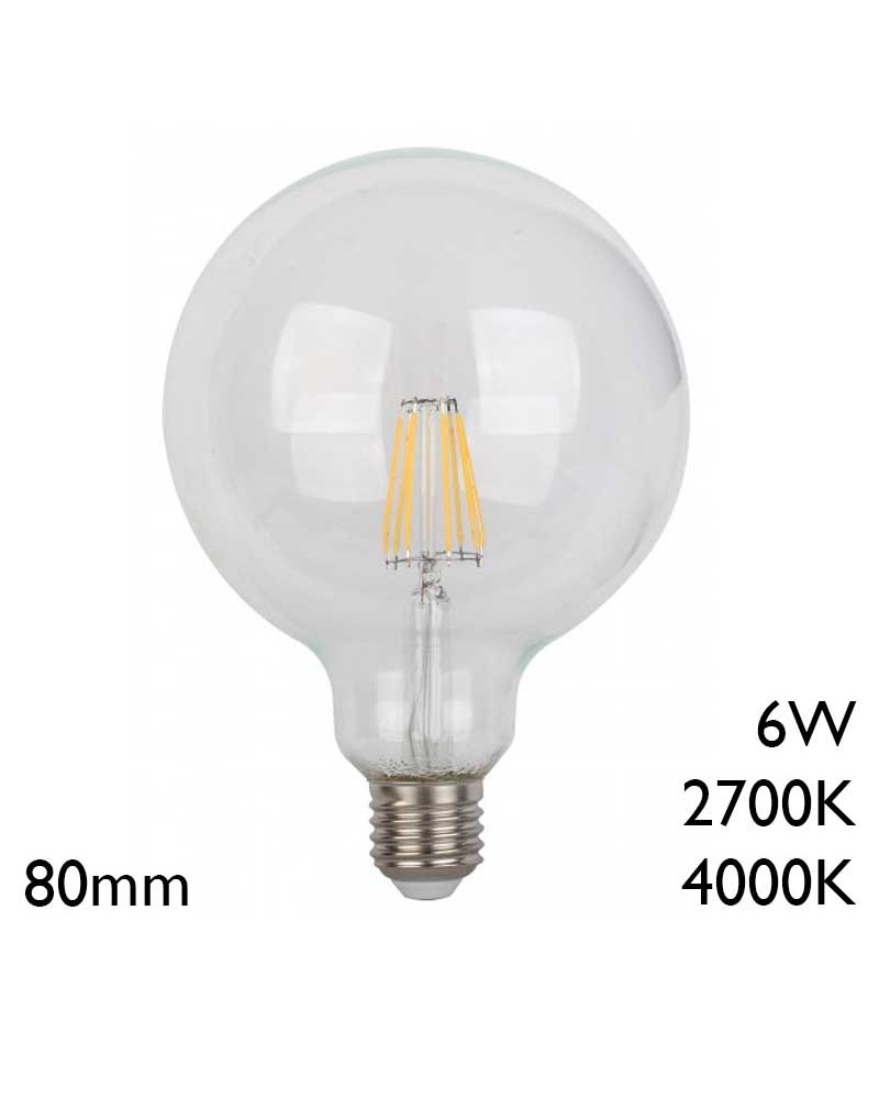 Bombilla Globo 80mm LED E27 6W