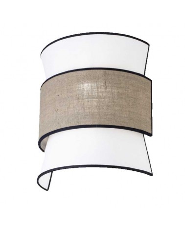 Wall light 35cm metal and fabric with white and brown finish 2xE27