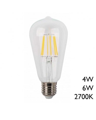 Torch Bulb 64mm LED Filaments E27 2700K