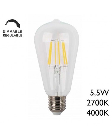 Torch Bulb 58mm DIMMABLE LED Filaments 5.5W E27