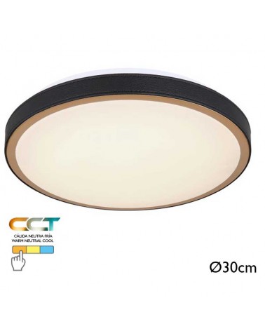 LED ceiling lamp 30cm metal, acrylic and brass 12W CCT Switch 3000K/4500K/6000K