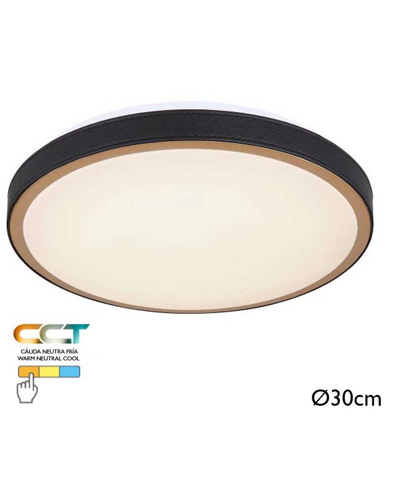 LED ceiling lamp 30cm metal, acrylic and brass 12W CCT Switch 3000K/4500K/6000K