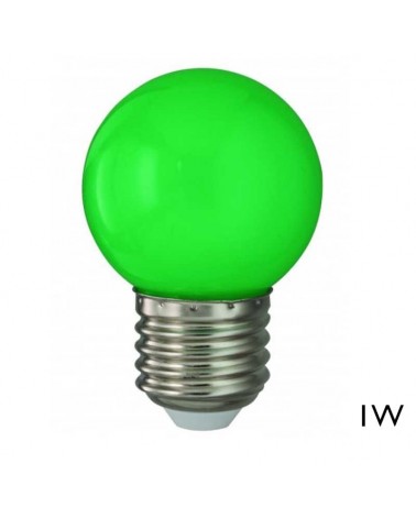 Bombilla Esférica 45mm Color Verde LED E27 1W