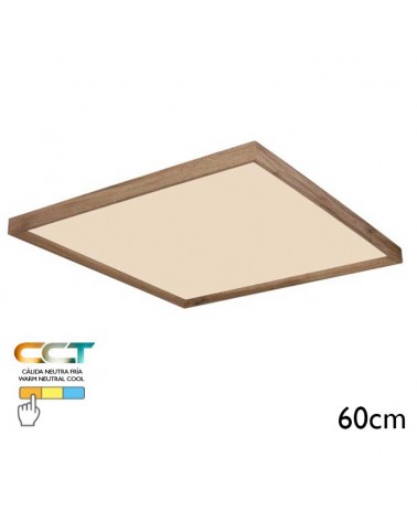 LED ceiling lamp 60cm made of metal and wood white and wood finish 36W CCT Switch 2700K/4500K/6500K