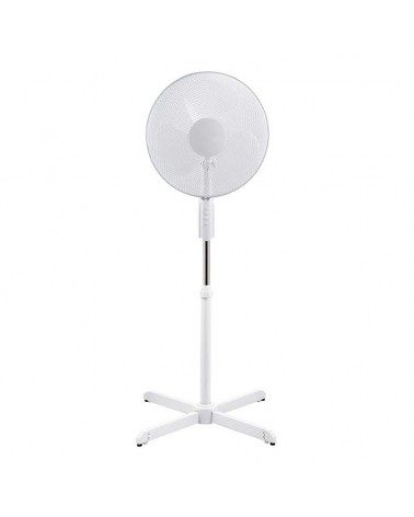 White standing fan 50W blades 40cm adjustable height 110-130cm