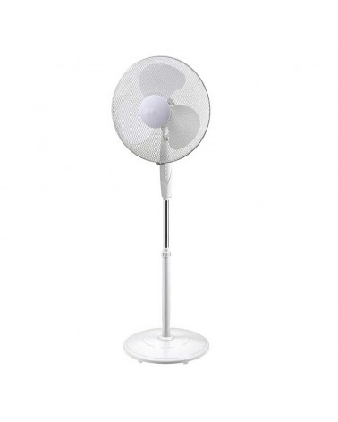 White standing fan 45W blades 40cm adjustable height 110-130cm