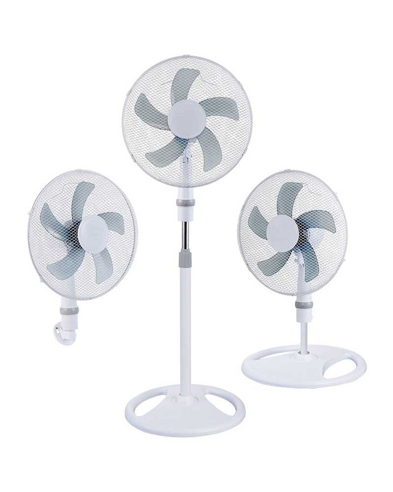 Ventilador 3 posiciones blanco 45W aspas 40cm altura regulable 107-133cm