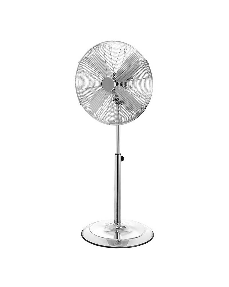 Ventilador de pie plateado 60W aspas 40cm altura regulable 90-116cm