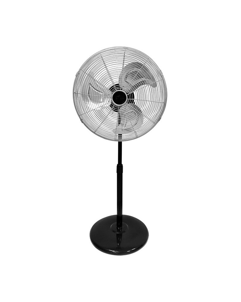 Ventilador de pie negro y metal 80W aspas 50cm altura regulable 60-90cm