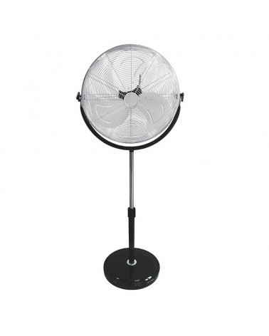 Black and chrome standing fan 120W blades 50cm adjustable height 118-148cm