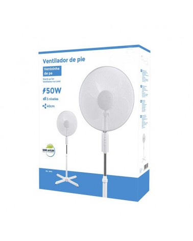 Ventilador de pie blanco 50W aspas 40cm altura regulable 110-130cm