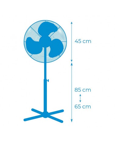 Ventilador de pie blanco 50W aspas 40cm altura regulable 110-130cm