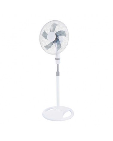 White 3-position fan 45W blades 40cm adjustable height 107-133cm