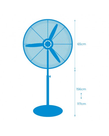 Black standing fan 180W blades 60cm adjustable height 117-156cm