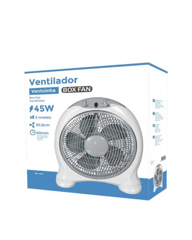 White and gray floor and table fan 45W 30.5cm blades with timer