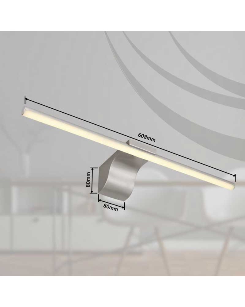 Aplique baño 60,8cm metal y acrílico acabado níquel LED 10W 4000K IP44