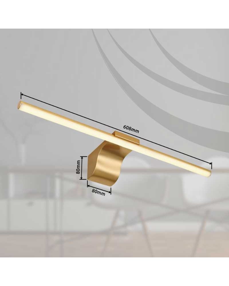 Aplique baño 60,8cm metal y acrílico acabado latón LED 10W 4000K IP44