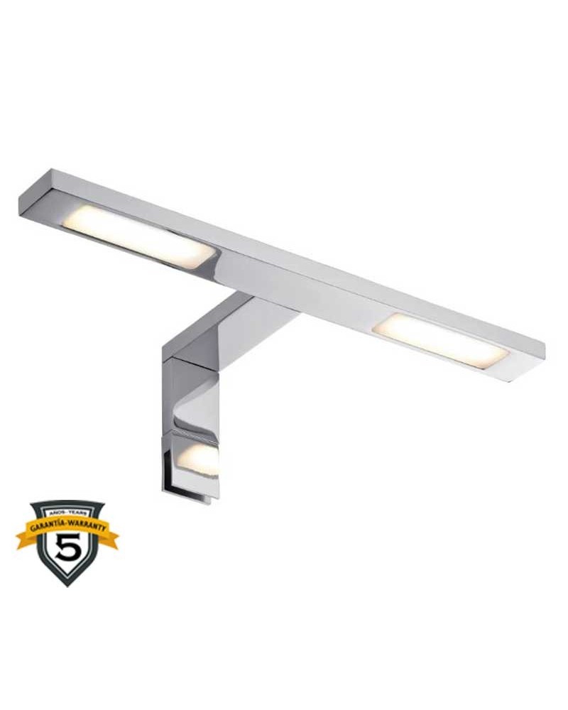 Aplique baño 30cm metal acabado cromo LED 2x3,2W 2700K sin taladro IP44