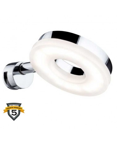 Bathroom wall light 9.3cm metal and plastic chrome finish LED 4W 3000K without drill