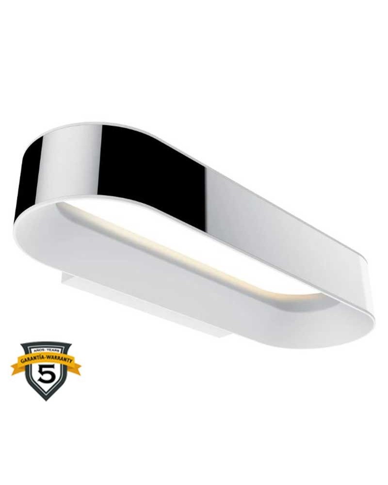 Aplique baño 31cm aluminio y acero acabado cromo y blanco LED 20W 2700K IP44 Regulable