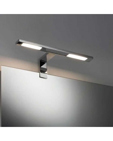 Aplique baño 30cm metal acabado cromo LED 2x3,2W 2700K sin taladro IP44