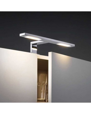 Aplique baño 30cm metal acabado cromo LED 2x3,2W 2700K sin taladro IP44