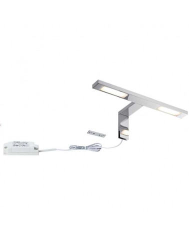 Aplique baño 30cm metal acabado cromo LED 2x3,2W 2700K sin taladro IP44