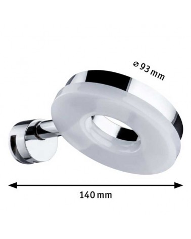 Bathroom wall light 9.3cm metal and plastic chrome finish LED 4W 3000K without drill