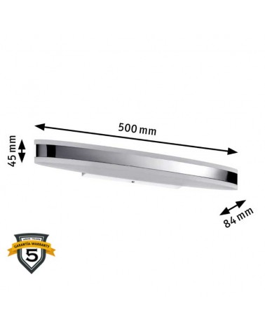 Bathroom wall light 50cm metal and acrylic chrome and white finish LED 9W 3000K IP44