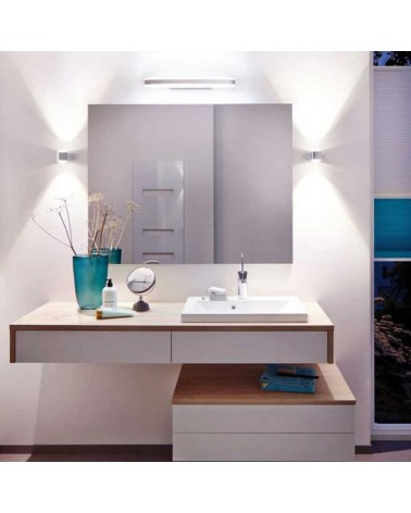 Aplique baño 50cm metal y acrílico acabado cromo y blanco LED 9W 3000K IP44