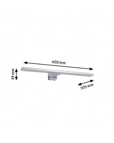 Aplique baño 40cm acabado cromo LED 8W 3000K sin taladro IP44