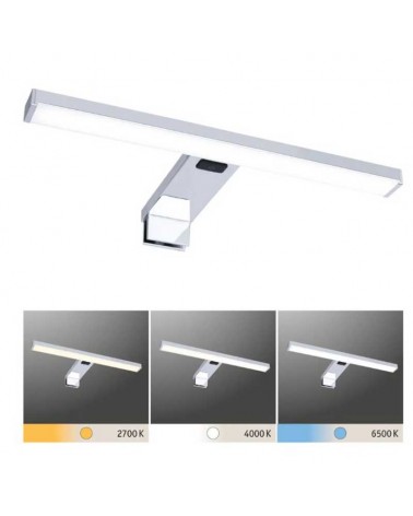 Aplique baño 30cm aluminio y acrílico acabado cromo LED 3,7W CCT 2700K-6500K sin taladro IP44