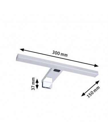 Aplique baño 30cm aluminio y acrílico acabado cromo LED 3,7W CCT 2700K-6500K sin taladro IP44