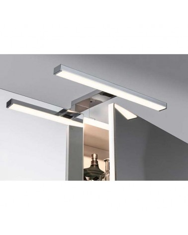 Aplique baño 30cm aluminio y acrílico acabado cromo LED 3,7W CCT 2700K-6500K sin taladro IP44