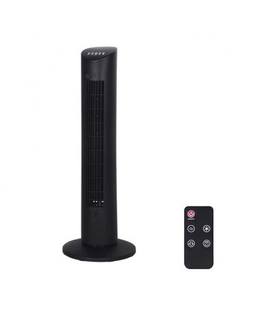 Black tower fan with remote control 60W 78.3cm high