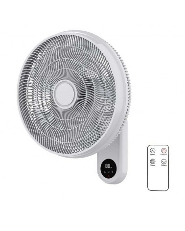 White wall fan with remote control 55W blades Ø40cm