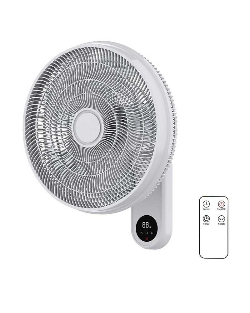 Ventilador de pared blanco con mando a distancia 55W aspas Ø40cm