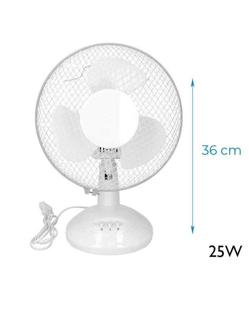 Ventilador de mesa blanco 25W aspas Ø23cm